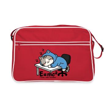 E = mc² - Sleeper Cat in Blue Pyjamas - Retro Bag - red/white - Front