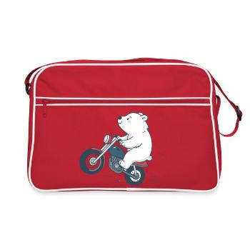 Ours motard sur route audacieuse - Retro Tasche - Rot/Weiß - Vorne