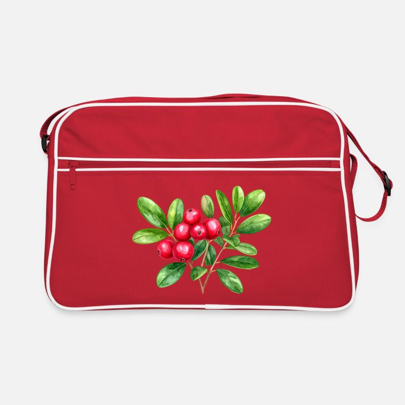 Preiselbeere – botanisches Aquarell Retro Tasche