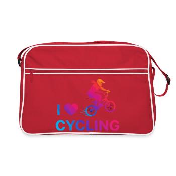 I Love Cycling Heart - Retro Bag - red/white - Front