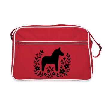 Dalapferd – Nordic Folk Art Design - Retro Tasche - Rot/Weiß - Vorne