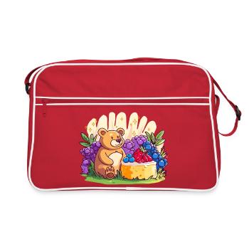 Ours câlin sur gâteau aux fruits - Sac Retro - rouge/blanc - Devant