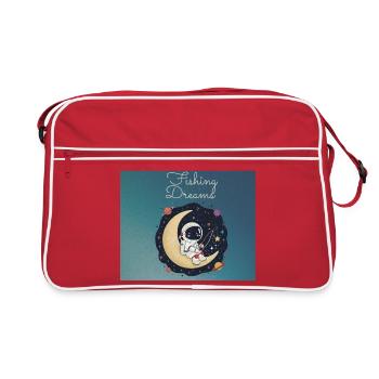Astronaut sitting on the moon and fishing dreams - Retro Bag - red/white - Front