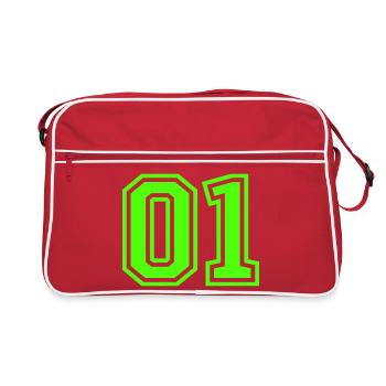  01 Zahl - Retro Tasche - Rot/Weiß - Vorne