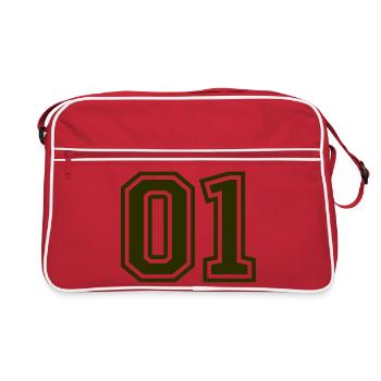  01 Zahl - Retro Tasche - Rot/Weiß - Vorne