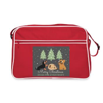 Frohe Weihnachten Hunde für alle - Retro Tasche - Rot/Weiß - Vorne
