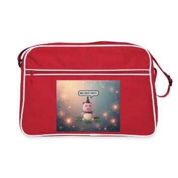 Knuddel-Pig: Nah. Nicht Heute - Retro Tasche - Rot/Weiß - Vorne