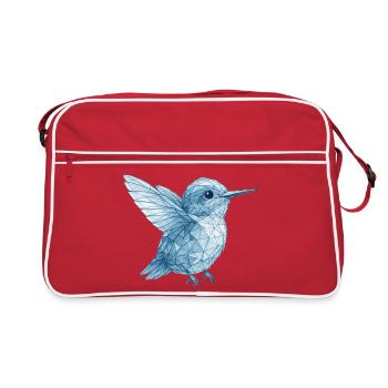 Geometric Blue Humming Bird - Retro Bag - red/white - Front