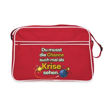 Opportunity as Crisis Saying Design - Retro Bag - red/white - Front