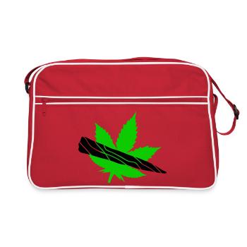 Green Leaf Silhouette Design - Retro Bag - red/white - Front