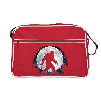 Moonlight Forest Bigfoot Silhouette - Retro Bag - red/white - Front