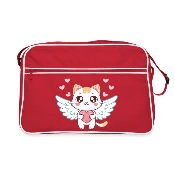 Chat ange cœur pastel - Sac Retro - rouge/blanc - Devant