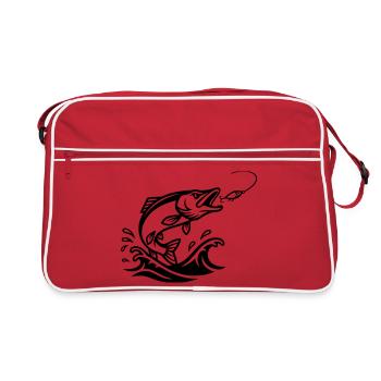 Silhouette du Brochet Prédateur - Sac Retro - rouge/blanc - Devant