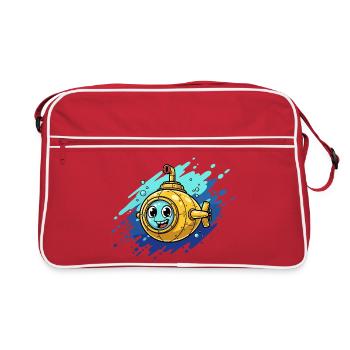 Kunterbuntes Uboot Cartoon - Retro Tasche - Rot/Weiß - Vorne