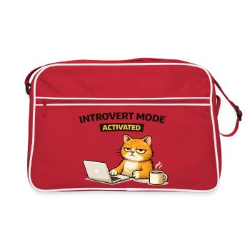 Introvert Mode Activated Cat - Retro Bag - red/white - Front