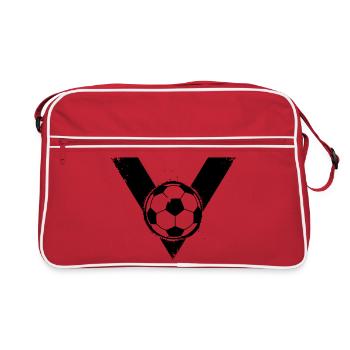 Football V Victory Crest Grunge - Retro Bag - red/white - Front