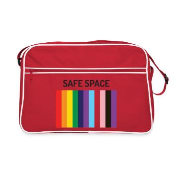 Autocollant du Mois de la fierté LBGTQIA+ Safe Space - Sac Retro - rouge/blanc - Devant