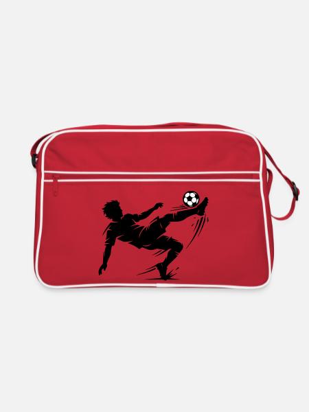 Overhead kick football silhouette - Retro Bag - red/white - Front