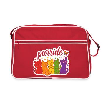Purride Regenbogen Katzen Parade - Retro Tasche - Rot/Weiß - Vorne