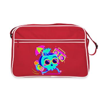 Squelette néon avec une ambiance rétro de fête - Sac Retro - rouge/blanc - Devant