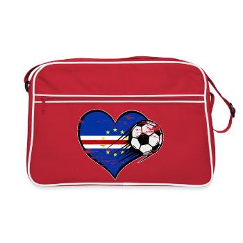 Kap Verde Flagge Fußball mit Herz - Retro Tasche - Rot/Weiß - Vorne