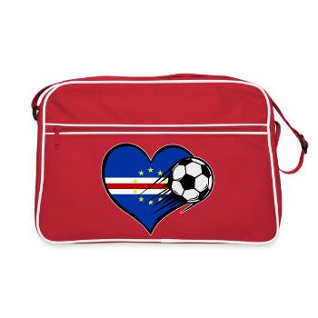 Kap Verde Flagge Fußball mit Herz  - Retro Tasche - Rot/Weiß - Vorne