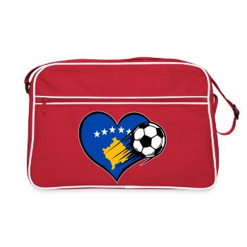 Flag football du Kosovo avec le cœur utilisé - Sac Retro - rouge/blanc - Devant