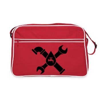 Logo de plomberie Plumber Pipe Wret Plumbing - Sac Retro - rouge/blanc - Devant