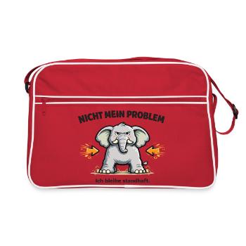 Nicht mein Problem – standhafter Elefant - Retro Tasche - Rot/Weiß - Vorne