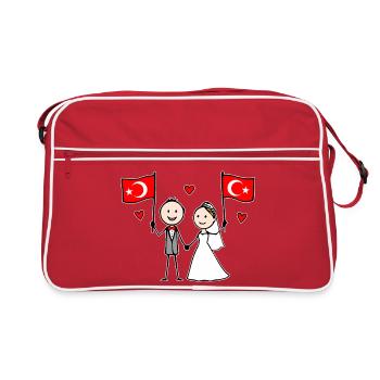 Wedding Couple Turkey Flag - Retro Bag - red/white - Front