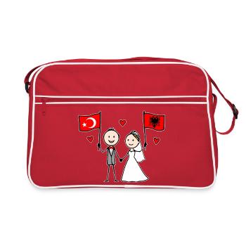 Couple de mariés, drapeau de la Turquie et de l’Albanie - Sac Retro - rouge/blanc - Devant