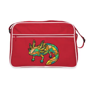 Geometric Axolotl Mosaic - Retro Bag - red/white - Front