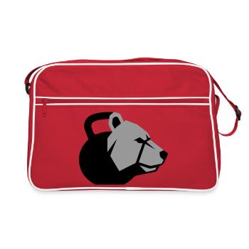 Tête d’ours dynamique avec kettlebell - Sac Retro - rouge/blanc - Devant