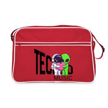 Cosmic Hug: Alien and Astronaut - Retro Bag - red/white - Front