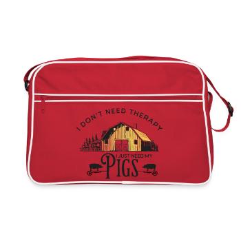 Rustikale Scheunenhof-Schweinefarm - Retro Tasche - Rot/Weiß - Vorne