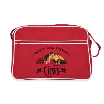 Rustikale gelbe Scheunenkuhherde - Retro Tasche - Rot/Weiß - Vorne