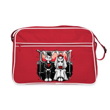 Bunny Punk Serie: Häschen Hochzeit Gothic - Retro Tasche - Rot/Weiß - Vorne
