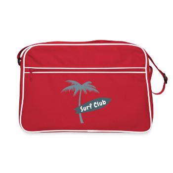 Surf Club Palm Beach Hawaii Surfboard Ocean Vibes - Retro Tasche - Rot/Weiß - Vorne