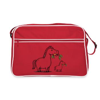 Cheval humoristique avec carotte - Sac Retro - rouge/blanc - Devant