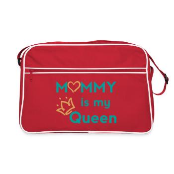 Mama Queen Design mit Krönchen und Herz - Retro Tasche - Rot/Weiß - Vorne