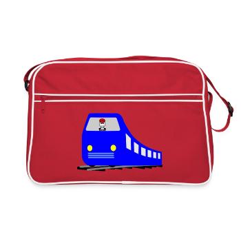 Train or metro on the rails with driver - Retro Bag - red/white - Front