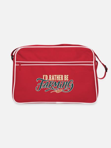 Ich würde lieber Landwirtschaft betreiben - Retro Tasche - Rot/Weiß