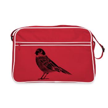 un dessin en noir et blanc d'un oiseau - Sac Retro - rouge/blanc - Devant