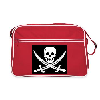 Skull and Swords Pirate Emblem - Retro Bag - red/white - Front