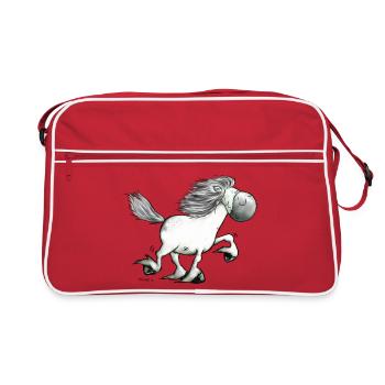 Drolliger Isländer - Islandpferd - Isi - Retro Tasche - Rot/Weiß - Vorne