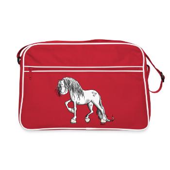 Edles Barockpferd - Retro Tasche - Rot/Weiß - Vorne