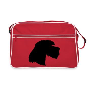 Riesenschnauzer 3, Schnauzer Hund - Retro Tasche - Rot/Weiß - Vorne