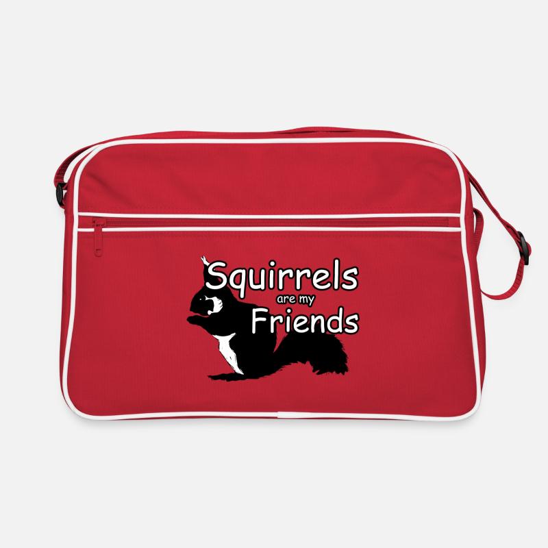 Eichhörnchen Freunde Tiere Spruch - Retro Tasche - Rot/Weiß
