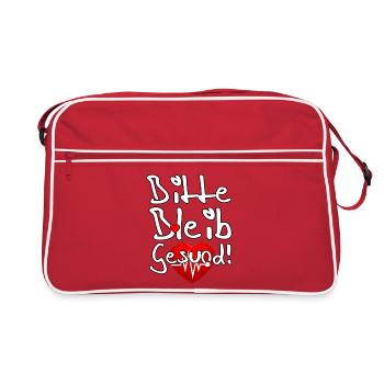 Bleib gesund Gesundheit Medizin Virus Spruch - Retro Tasche - Rot/Weiß - Vorne
