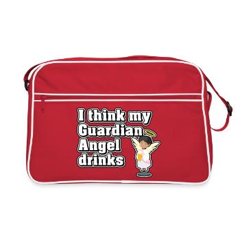 Je crois que mon ange gardien boit - Sac Retro - rouge/blanc - Devant